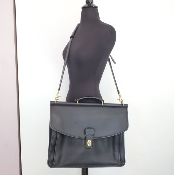 Vintage 90s Coach Beekman Briefcase Black Leather Bag 5266 - Picture 3 of 16